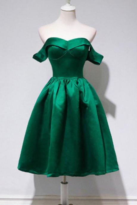 Off Shoulder Hunter Green Short Party Dresses, Semi Formal Occasion Evening Gowns Homecoming Dress