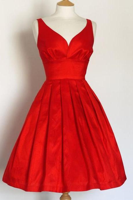 Sweetheart Red Taffeta Vintage Party Short Dress