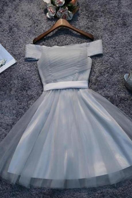 Off The Shoulder Grey Party Dress Homecoming