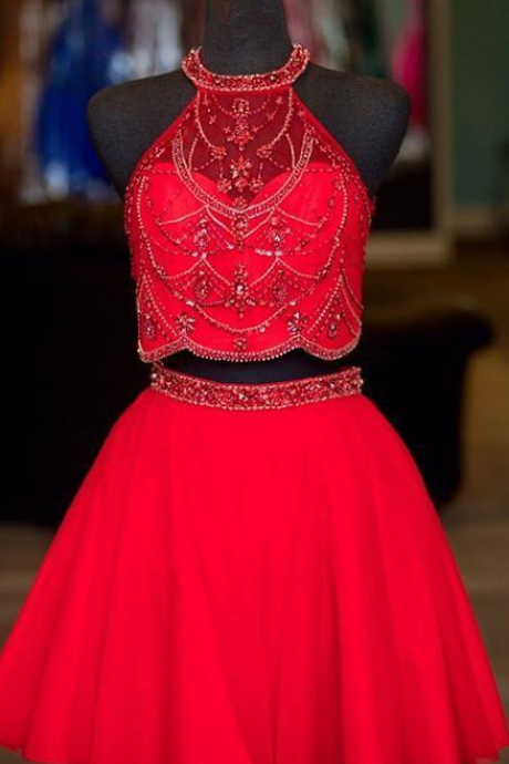 Two Pieces Red Short Homecoming Party Dress