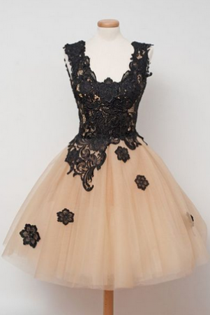 Charming Prom Dress,tulle Homecoming Dress,lace Appliques Homecoming Dresses,short Prom Dress