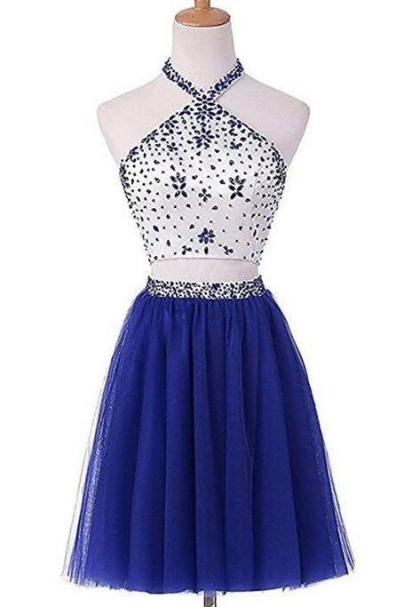Charming Prom Dress, Two Piece Prom Dresses, Tulle Prom Gowns, Short Homecoming Dress