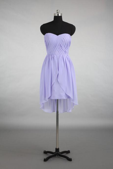Purple Chiffon Ruched Sweetheart A-line Homecoming Dress, Featuring Irregular Hem
