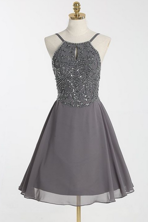 Backless Prom Dress, Beaded Prom Dresses, Sexy Short Party Dress