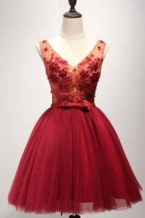 Tulle Prom Dress,elegant Red Prom Dresses, Short Homecoming Dress