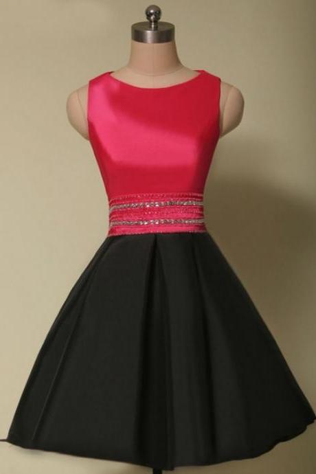 Black Satin Sleeveless Homecoming Dress,prom Dress