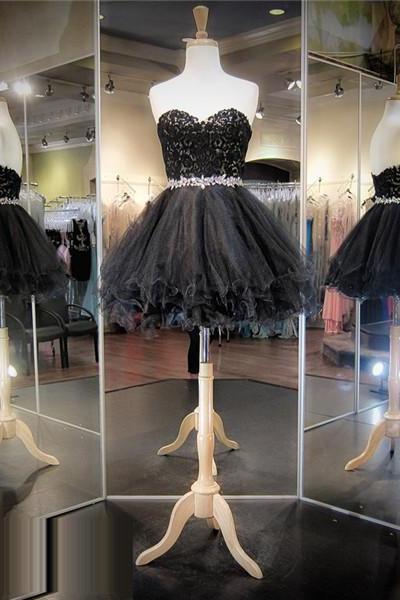 Black Lace Short Prom Dress,junior Sweetheart Prom Dress,sexy Prom Dress,homecoming Dress