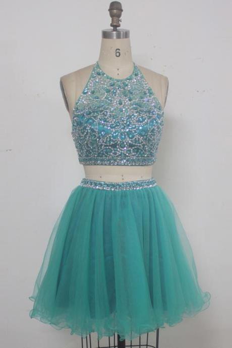 Light Green Sexy Prom Dresses, Two Piece Short Prom Dresses, Party Dresses, Homecoming Dresses