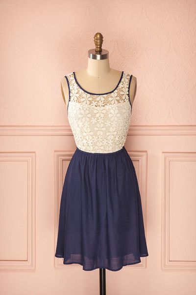 Vintage Prom Dress, Navy Blue Prom Gowns, Mini Short Homecoming Dress, Lace Homecoming Gowns