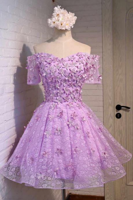 Purple Homecoming Dress, Short Homecoming Dress, Lace Homecoming Dress, Sweetheart Homecoming Dress, Women Prom Party Gowns