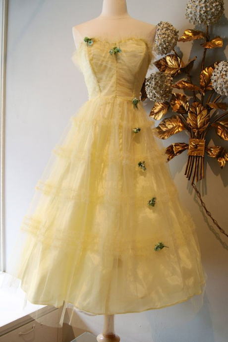 Vintage Homecoming Dresses, Yellow Prom Dress,homecoming Dress, Cute Homecoming Gown, Party Dresses