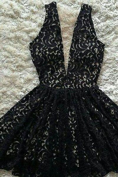 Black Lace Homecoming Dress, Short Homecoming Dresses,sexy Prom Dresses,charming Homecoming Dresses
