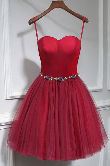 Cute Burgundy Neck Short Prom Dress, Homecoming Dress,cocktail Party Dresses