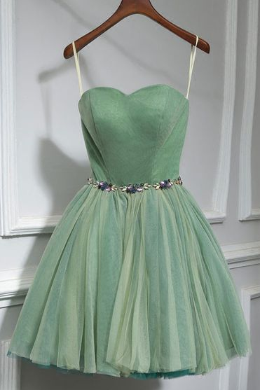 Cute Green Sweetheart Neck Short Prom Dress, Homecoming Dress