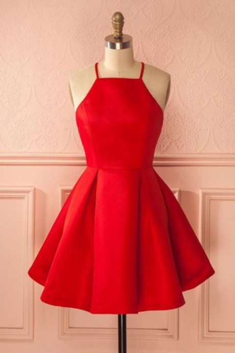 Short Straps Red Prom Dresses, Homecoming Dress For Girls