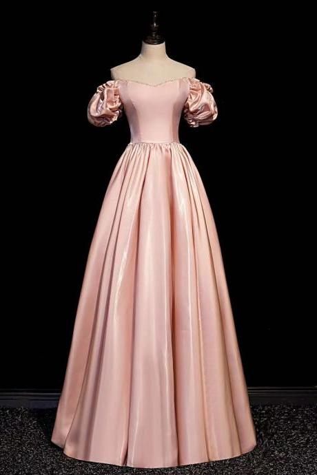 Pink Prom Dress, Class Evening Dress, Off-the-shoulder Wedding Dress, Princess Party Dress