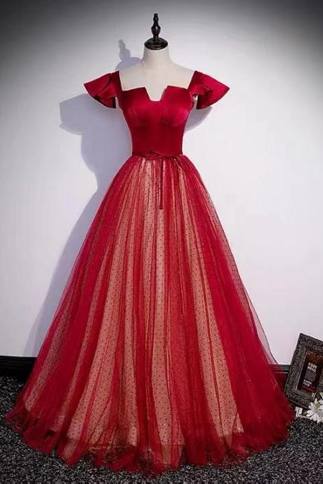 Red Evening Dress,off Shoulder Party Dress,high Quality Ball Gown Dress