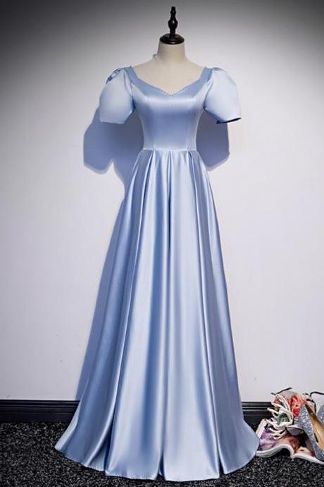 A-line Long Prom Dress, Satin V-neck Prom Dress, Formal Dress,sweetheart Long Prom Dress