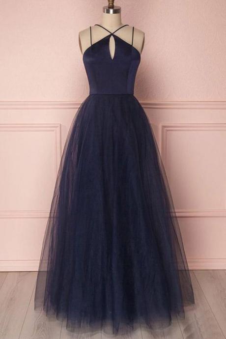 Tule Formal Prom Dress, Modest Beautiful Long Prom Dress, Banquet Party Dress