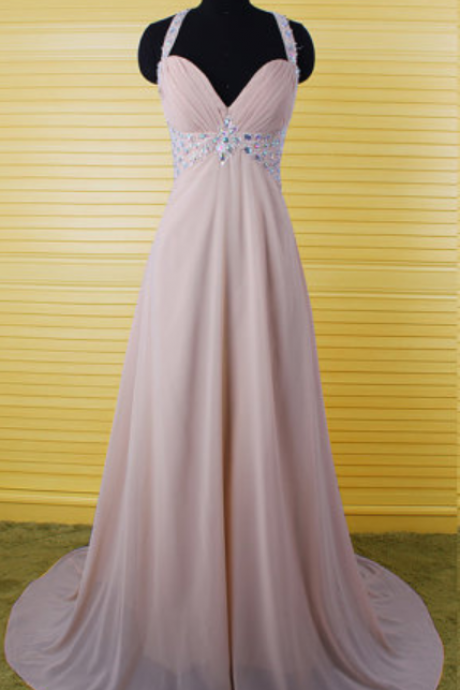 V-neck Chiffon Formal Prom Dress, Beautiful Long Prom Dress, Banquet Party Dress