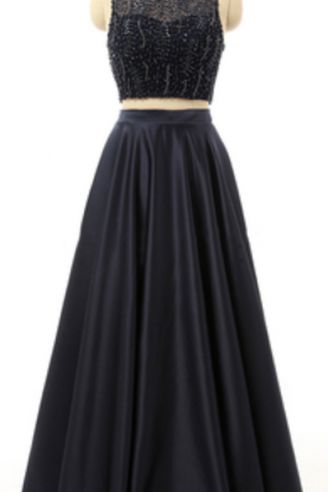 Two-piece A-Line Formal Prom Dress, Beautiful Long Prom Dress, Banquet Party Dress