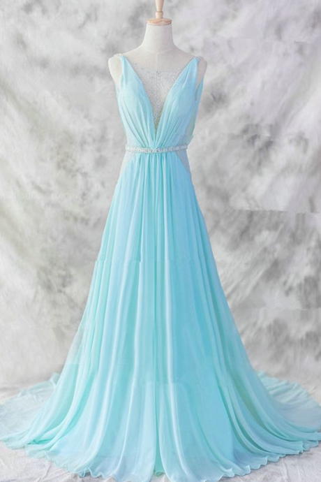 Sexy Deep V-neck Formal Prom Dress, Beautiful Long Prom Dress, Banquet Party Dress