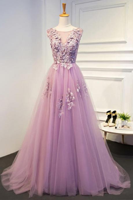 Appliques A-line Formal Prom Dress, Beautiful Long Prom Dress, Banquet Party Dress