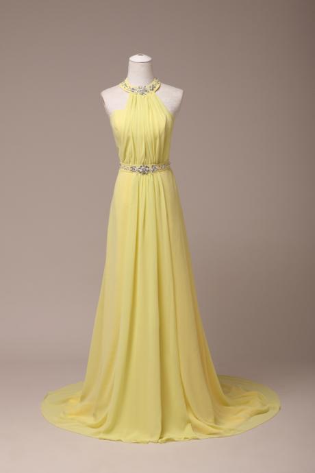 Sweetheart Sleeveless Backless Chiffon Formal Prom Dress, Beautiful Long Prom Dress, Banquet Party Dress