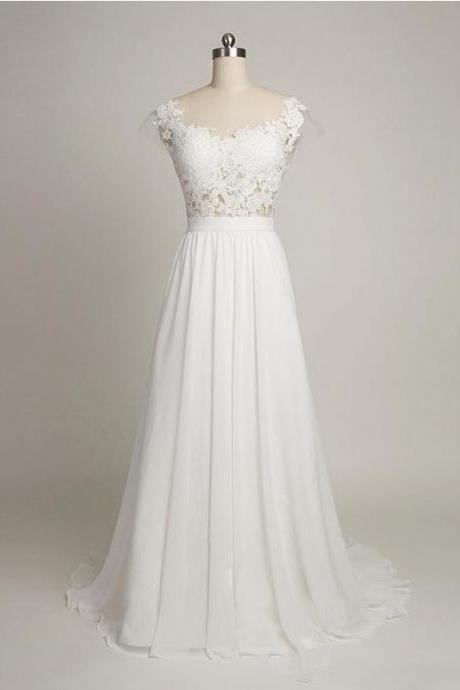 Elegant Backless Chiffon A Line Formal Prom Dress, Beautiful Long Prom Dress, Banquet Party Dress