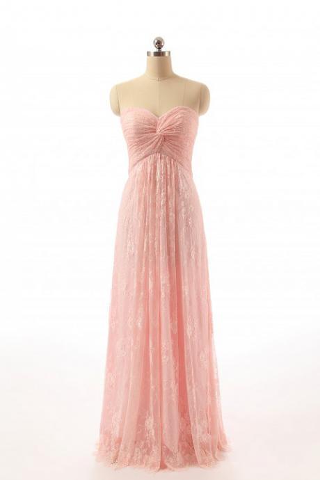 Lace A-line Sweetheart Strapless Chiffon Formal Prom Dress, Beautiful Long Prom Dress, Banquet Party Dress