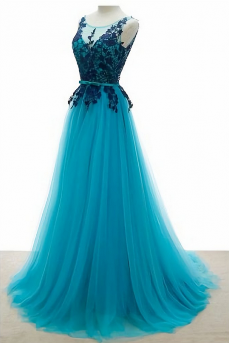 Elegant Sleeveless Tulle Formal Prom Dress, Beautiful Long Prom Dress, Banquet Party Dress