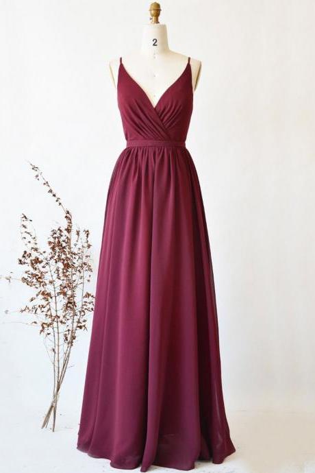 Elegant A Line V Neck Chiffon Lace Formal Prom Dress, Beautiful Long Prom Dress, Banquet Party Dress