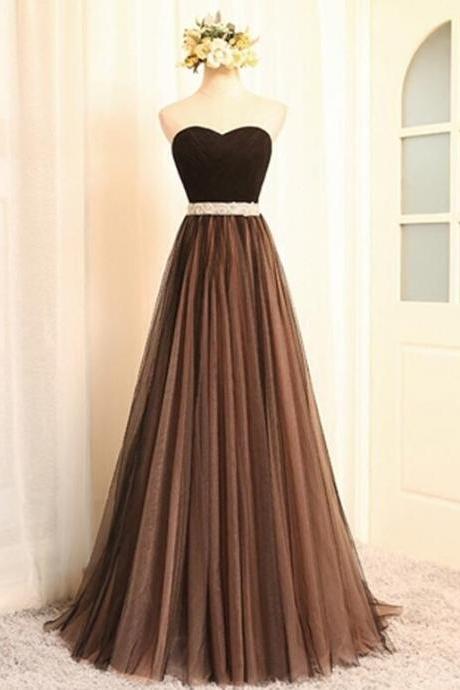 Elegant Sleeveless Tulle A Line Formal Prom Dress, Beautiful Long Prom Dress, Banquet Party Dress
