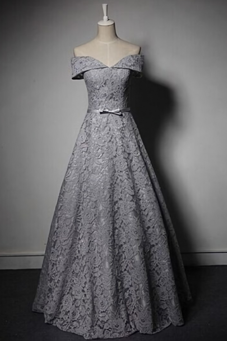 Elegant A Line Off Shoulder Lace Formal Prom Dress, Beautiful Long Prom Dress, Banquet Party Dress