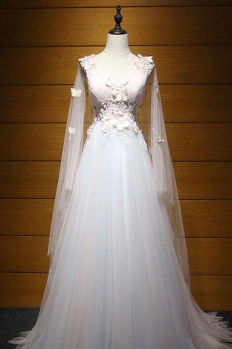 Elegant A-line Tulle Formal Prom Dress, Beautiful Long Prom Dress, Banquet Party Dress