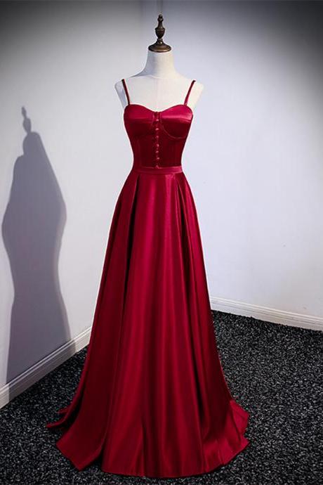 Elegant A-line Satin Formal Prom Dress, Beautiful Long Prom Dress, Banquet Party Dress