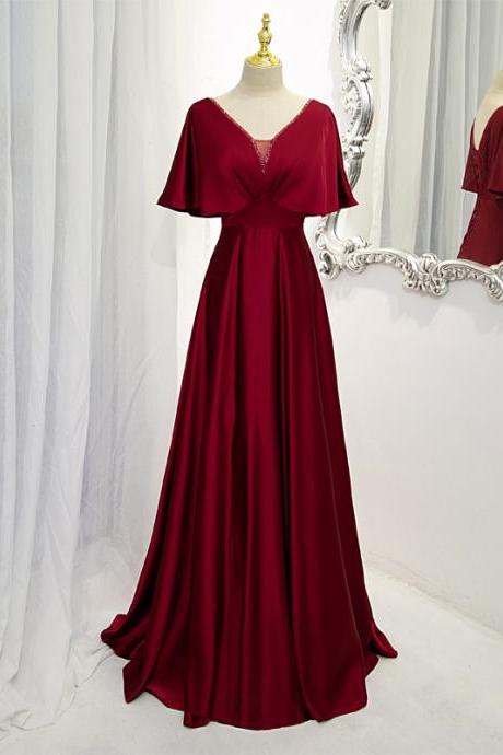 Elegant A-line Satin Formal Prom Dress, Beautiful Prom Dress, Banquet Party Dress