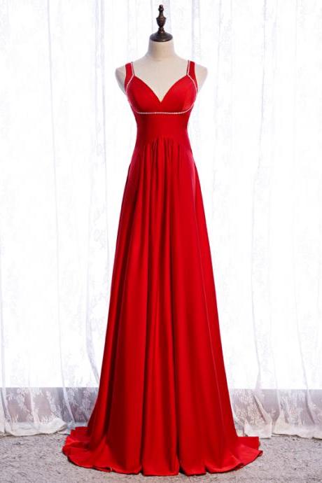 Elegant Sexy Backless Straps Satin Formal Prom Dress, Beautiful Long Prom Dress, Banquet Party Dress