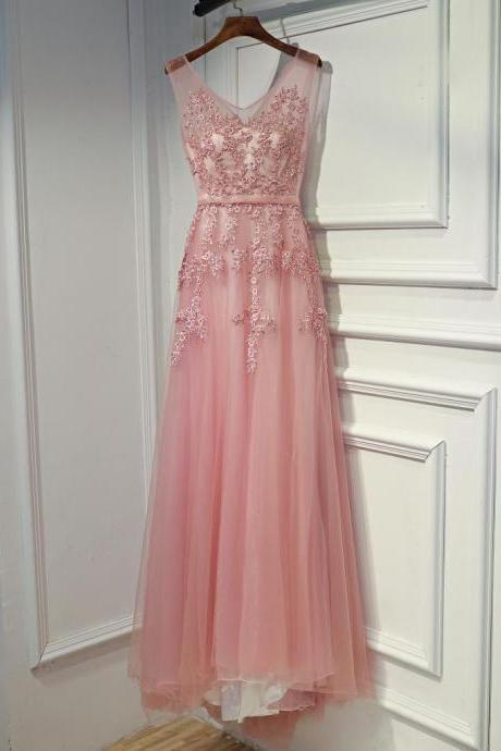 Elegant A-line Sweetheart V-neckline Tulle Formal Prom Dress, Beautiful Long Prom Dress, Banquet Party Dress