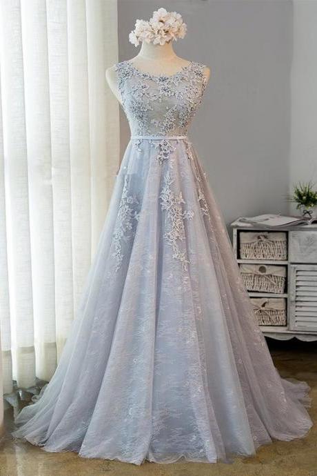 Elegant A-line Sweetheart Lace Tulle Formal Prom Dress, Beautiful Long Prom Dress, Banquet Party Dress