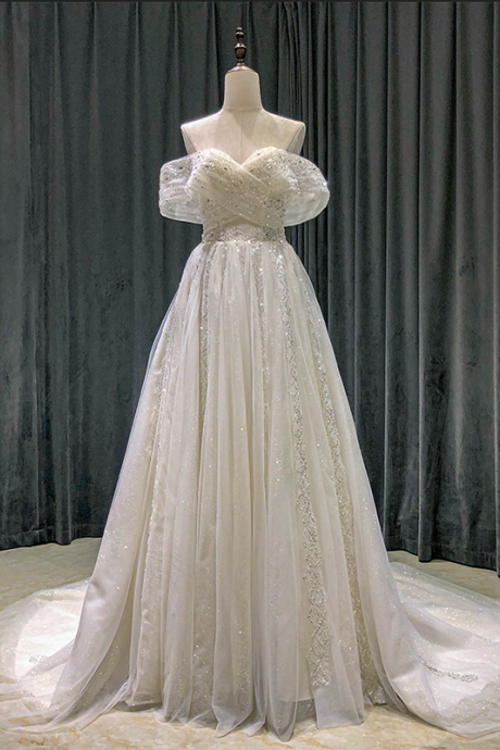 Romantic Wedding Dress Modest Bride Dresses Shipping Boho Dress Sequin Elegant Dresses For Women High Quality