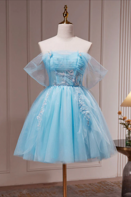 Short Homecoming Dress, Blue A-line Short Prom Dress, Cute Blue Homecoming Dresses