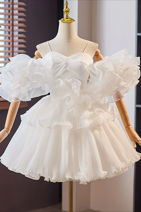 Short Homecoming Dress, White Sweetheart Neck Organza Short Prom Dress, White Homecoming Dress