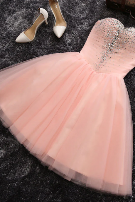 Short Homecoming Dress, Pink A Line Sweetheart Neck Short Prom Dress, Homecoming Dresses