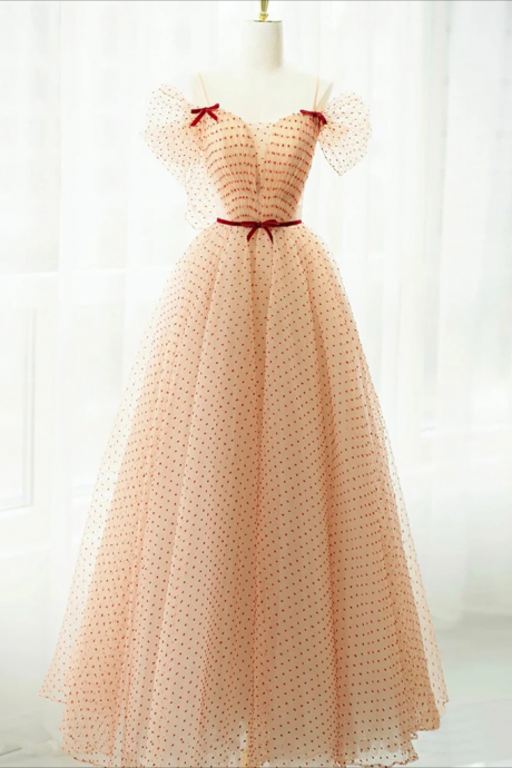 slim fit dress slacks Dusty Rose A-line V-neck Sleeveless Applique Tulle Prom Dress main image 0