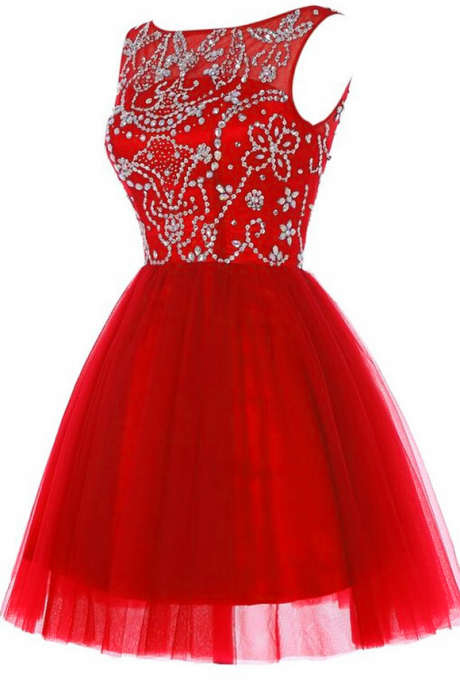 Homecoming Dresses,sexy Short Red Tulle Prom Dress , Graduation Dresses ,party Dresses,short Evening Dresses, Short Prom Dress