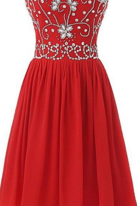 Homecoming Dresses,sexy Short Red Sweetheart Chiffon Prom Dress , Graduation Dresses,party Dresses,short Evening Dresses, Short Prom Dress