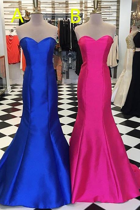 Prom Gowns,royal Blue Lace Up Long Prom Dresses,simple Sweetheart Prom Gowns