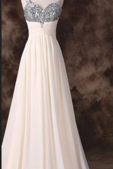 Sweetheart A-line Chiffon Floor-length Dress With Beaded Embellishment And Pleated Bodice And Lace-up Back, Prom Dresses, Popular Prom Dresses