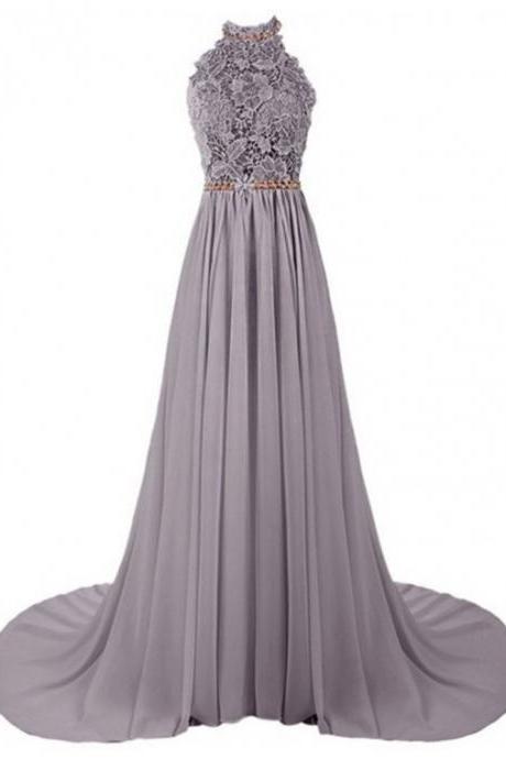 Sleeves Sweep Train Prom Dress With Lace Prom Dresses